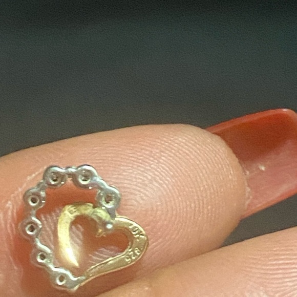 Preowned Kay Jewelers Diamond Small Heart Earrings Sterling Silver 10K Rose Gold - Picture 11 of 14